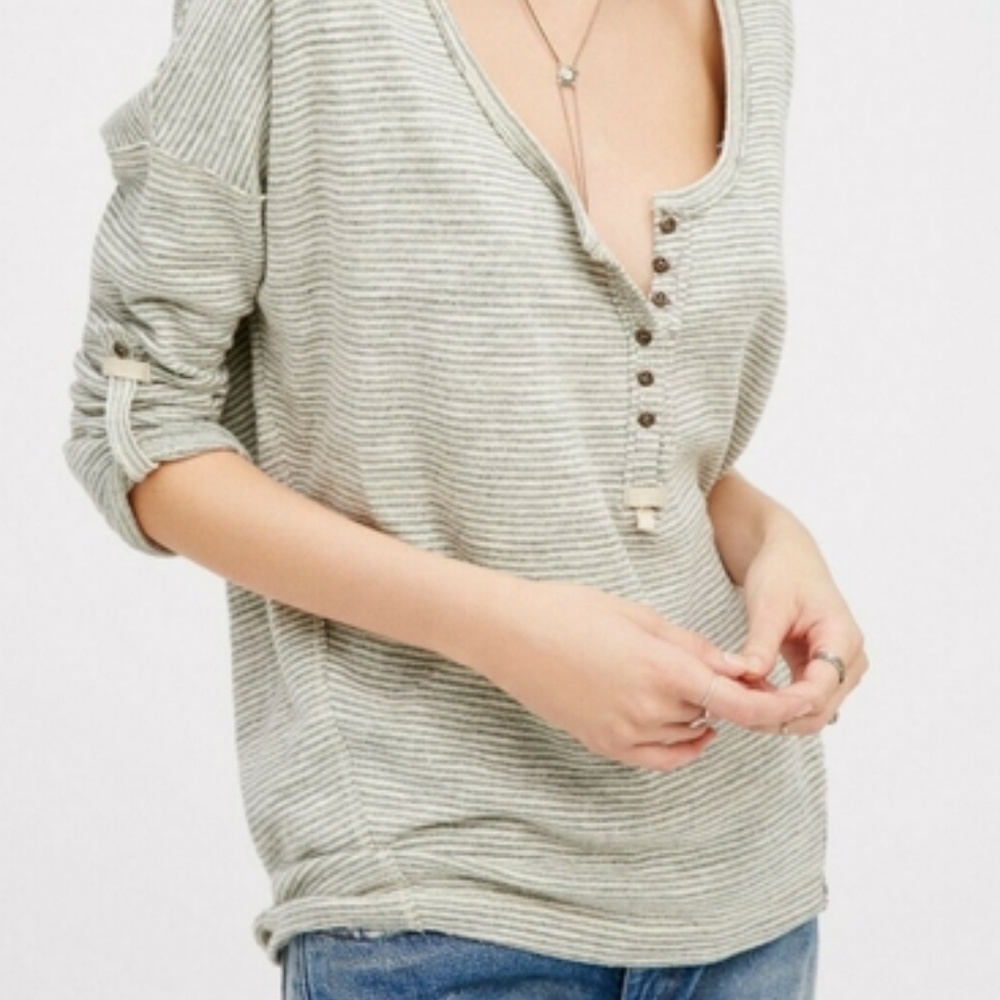 Free People We the Free Beach Haven Striped Henley Tee
